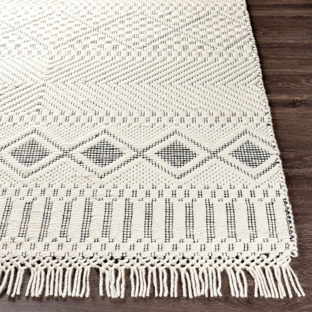 Livabliss Saint Clair Handwoven New Zealand Wool Accent Rug with Fringe Boho Global Entryway Decor Black, Cream 2'6" x 4' SIC2300-264