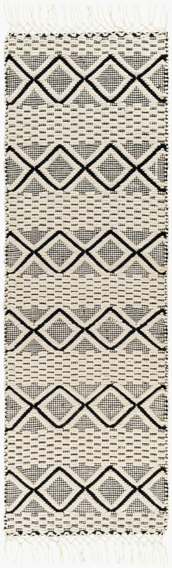 Surya Saint Clair 2' X 3' Handmade New Zealand Wool Rug - Global Style, Textured Fringe, Versatile Decor Black Nz Wool Sic2301-268