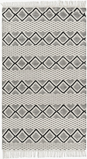 Surya Saint Clair 2' X 3' Handmade New Zealand Wool Rug - Global Style, Textured Fringe, Versatile Decor Black Nz Wool Sic2301-23