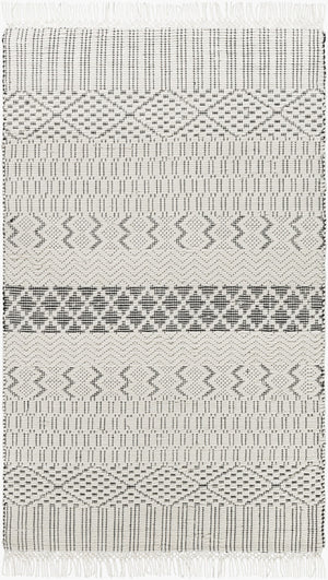 Surya Saint Clair 2' X 3' Handmade New Zealand Wool Rug - Global Style, Textured Fringe, Versatile Decor Black Nz Wool Sic2302-23