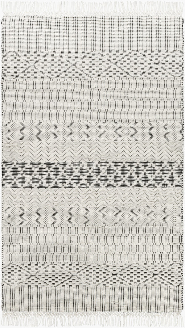 Surya Saint Clair 2' X 3' Handmade New Zealand Wool Rug - Global Style, Textured Fringe, Versatile Decor Black Nz Wool Sic2302-23