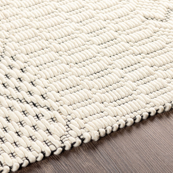 Surya Saint Clair 2' X 3' Handmade New Zealand Wool Rug - Global Style, Textured Fringe, Versatile Decor Black Nz Wool Sic2302-268