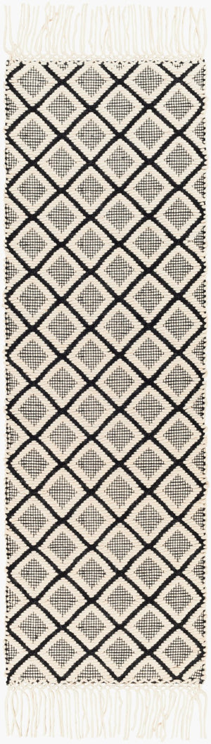 Surya Saint Clair 2' X 3' Handmade New Zealand Wool Rug - Global Style, Textured Fringe, Versatile Decor Black Nz Wool Sic2304-268