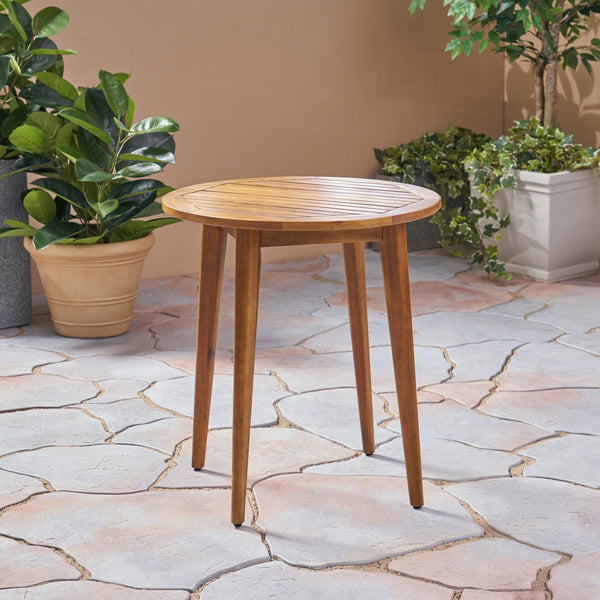 English Elm Stamford Round Solid Acacia Outdoor Bistro Table Weather Resistant Patio Dining 62919.00