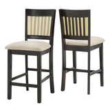 Homelegance By Top-Line Delroy Cane Accent Slat Back Counter Height Stools (Set of 2) Black Rubberwood