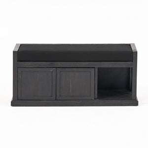 English Elm Christopher Knight Home® - Storage Bench Acacia Wood with Water-Resistant Padded Seat, Rustic X-Frame Shoe Organizer with 2 Doors and Shelves 66470.00DGRYBLK