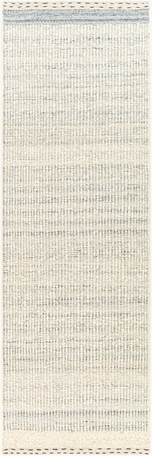 Livabliss Sadie Handwoven Wool Flatweave Area Rug for Farmhouse and Bohemian Living Rooms Denim, Cream 2'6" x 8' SID2303-268