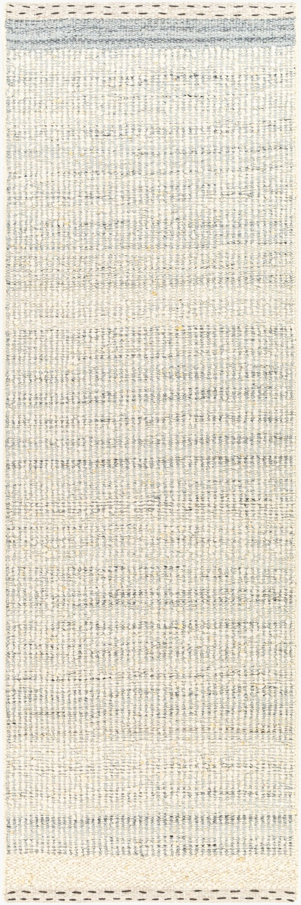 Livabliss Sadie Handwoven Wool Flatweave Area Rug for Farmhouse and Bohemian Living Rooms Denim, Cream 2'6" x 8' SID2303-268