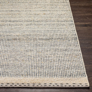 Livabliss Sadie Handwoven Wool Flatweave Area Rug for Farmhouse and Bohemian Living Rooms Denim, Cream 8' x 10' SID2303-810