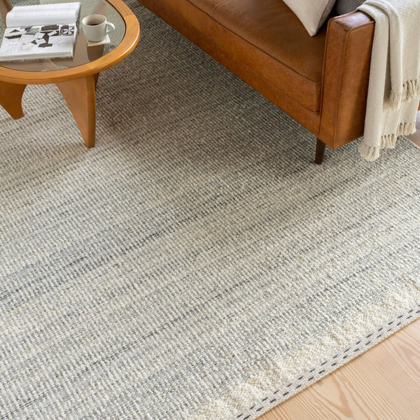 Livabliss Sadie Handwoven Wool Flatweave Area Rug for Farmhouse and Bohemian Living Rooms Denim, Cream 8' x 10' SID2303-810