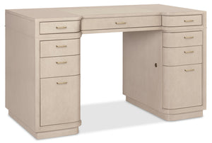Hooker Furniture Marlowe Executive Writing Desk with Leather Surface Nine Drawers and Oak Veneer Finish 26.25L x 50.25W x 30.00H 6420-10458-80