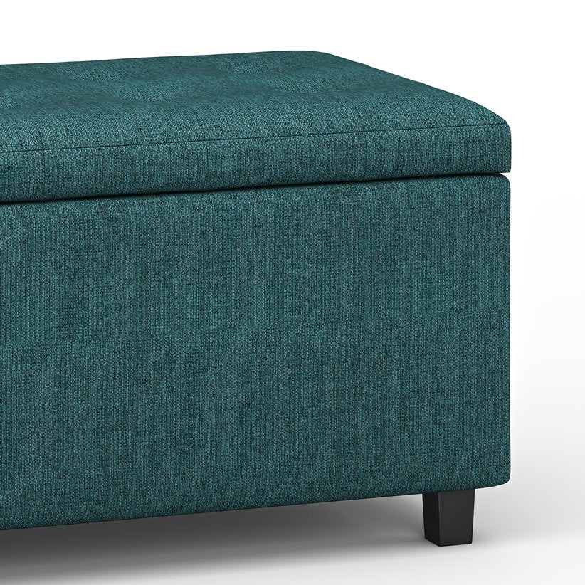 English Elm Cosmopolitan Teal Storage Ottoman - Elegant, Versatile Design With Hidden Compartment For Organizing Essentials B136P159774