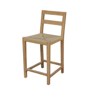 Sierra Handwoven Rope Seat Counter Stools Set of 2 Solid Wood Coastal Kitchen