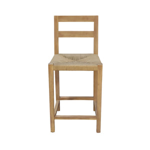 Sierra Handwoven Rope Seat Counter Stools Set of 2 Solid Wood Coastal Kitchen
