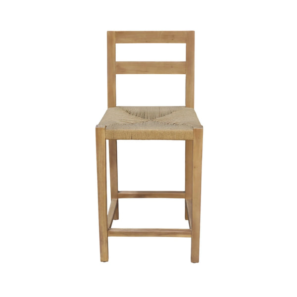 Sierra Handwoven Rope Seat Counter Stools Set of 2 Solid Wood Coastal Kitchen
