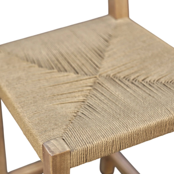 Sierra Handwoven Rope Seat Counter Stools Set of 2 Solid Wood Coastal Kitchen