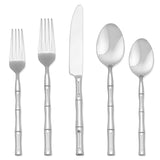 Hampton 20-Piece Bamboo-Inspired Stainless Steel Flatware Set, Mirror Finish