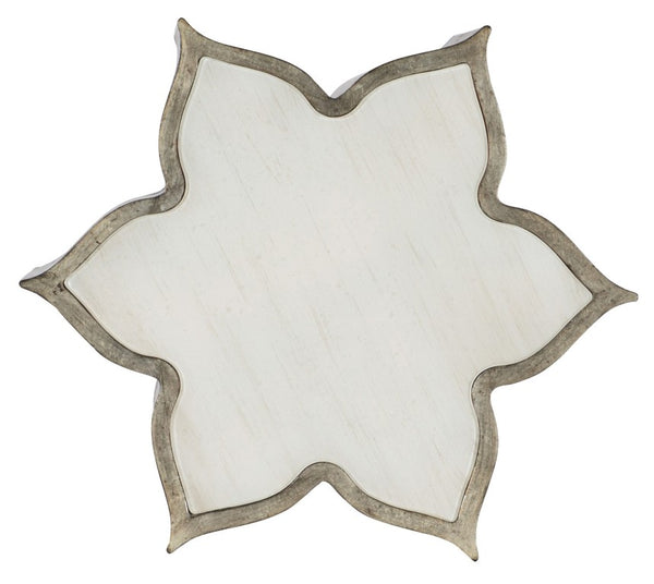 Hooker Furniture Sanctuary Jewel-Trim Flower End Table With Meringue Glass Top, Silver-Gold Champagne Finish, 25.5" 5875-80213-95