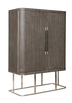 Hooker Furniture Modern Mood Wardrobe With Floating Base, Oak Veneer, Integrated Mirror & Jewelry Organization Elegance Medium Brown 6850-90013-89