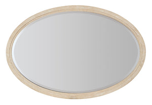 Hooker Furniture Nouveau Oval Mirror — Sandstone Oak Veneer Frame, Beveled Glass Edge, Versatile Horizontal/Vertical Mounting 6500-90009-80