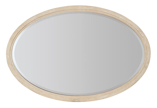 Hooker Furniture Nouveau Oval Mirror — Sandstone Oak Veneer Frame, Beveled Glass Edge, Versatile Horizontal/Vertical Mounting 6500-90009-80