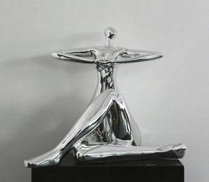 VIG Furniture Modrest Lady Yoga - Modern Silver Polyresin Sculpture VGSZ-0395-SIL