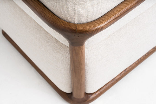 VIG Furniture Simone L-Shaped Off-White Sectional Sofa For 7 With Pillow-Top Arms, Walnut Ash Legs, Plush Comfort VGCS-SF-23083