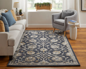 Feizy Rugs Prescott Hand-tufted Viscose & Wool Floral Rug - Traditional Persian Design With Elegant Sheen Blue,Silver,Gray Viscose,Wool Pct8940fnvygrye10