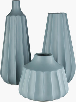 Surya Santino Decorative Ceramic Vase Set - Modern Outdoor Accent For Garden & Patio, Easy Care & Durable Denim Ceramic Sio001-set