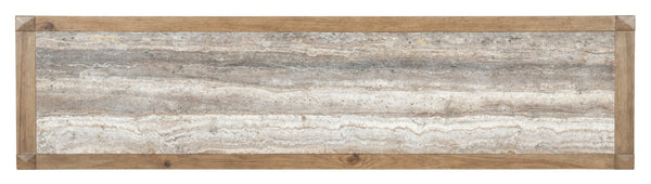 Hooker Furniture Vineyard Rustic Sonoma Buffet With Pecky Hickory & Travertine Top, Fretwork Doors, Soft-Close Drawers 6952-75900-80