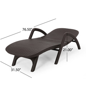 English Elm Christopher Knight Home® - MIKAEL Chaise Lounge Dark Brown Polypropylene 3D Wicker Weather-Resistant Handcrafted Outdoor Seating 68020.00DBRN