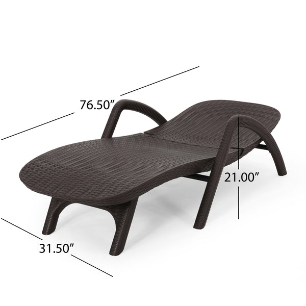 English Elm Christopher Knight Home® - MIKAEL Chaise Lounge Dark Brown Polypropylene 3D Wicker Weather-Resistant Handcrafted Outdoor Seating 68020.00DBRN