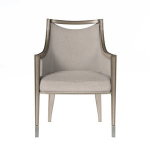 A.R.T. Furniture Cove Arm Chair - Elegant Transitional Glam Style, Curved Back Design, Luxurious Mushroom Upholstery Grey Rubberwood Solids,Foam,Fabric,Metal 349207-2743
