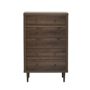 English Elm Christopher Knight Home® - Nordic 5-Drawer Chest – Mid-Century Modern Storage Solution With Warm Walnut Finish & Tapered Legs 71146.00WALN