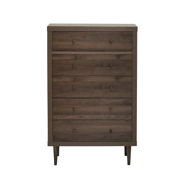 English Elm Christopher Knight Home® - Nordic 5-Drawer Chest – Mid-Century Modern Storage Solution With Warm Walnut Finish & Tapered Legs 71146.00WALN