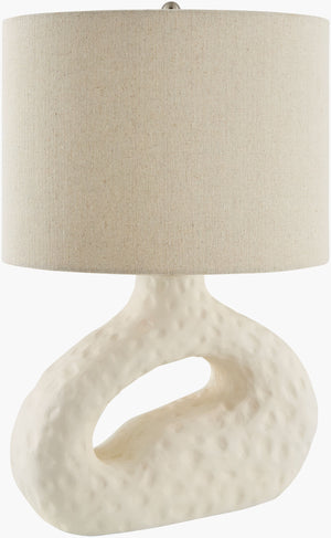 Surya Susitna 23" Farmhouse Accent Table Lamp With Chic Linen Shade & Rustic Modern Design For Any Room Body, White,Shade, Brown,Finial, Metallic ,Nickel,Harp, Metallic ,Nickel,Cord, Translucent Resin,Linen,Polyester,Steel Sit-001