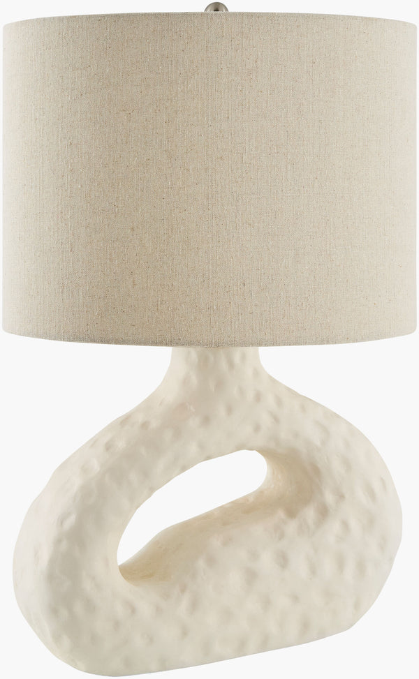 Surya Susitna 23" Farmhouse Accent Table Lamp With Chic Linen Shade & Rustic Modern Design For Any Room Body, White,Shade, Brown,Finial, Metallic ,Nickel,Harp, Metallic ,Nickel,Cord, Translucent Resin,Linen,Polyester,Steel Sit-001