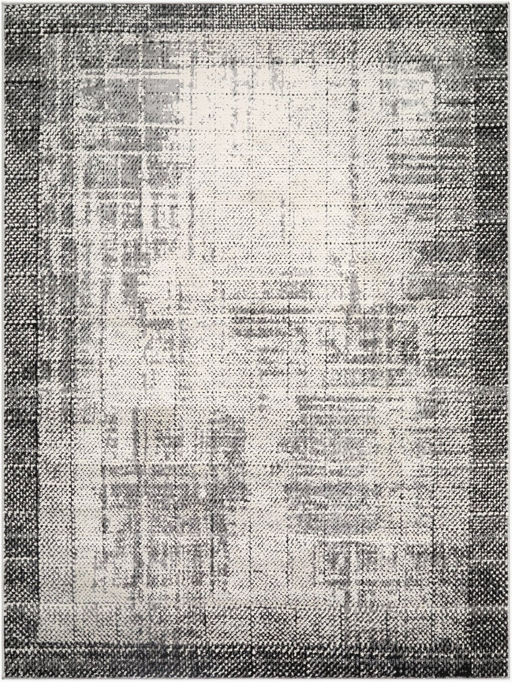 Livabliss Siyah Geometric Machine Woven Area Rug Mid-century Modern Polypropylene Living Room Gray, Black 7'10" x 10' SIY2306-71010