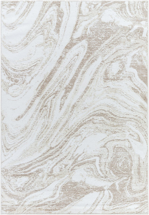 Livabliss Siyah Machine Woven Geometric Area Rug Mid-century Modern Style for High Traffic Rooms Oatmeal, White 5'3" x 7' SIY2310-537