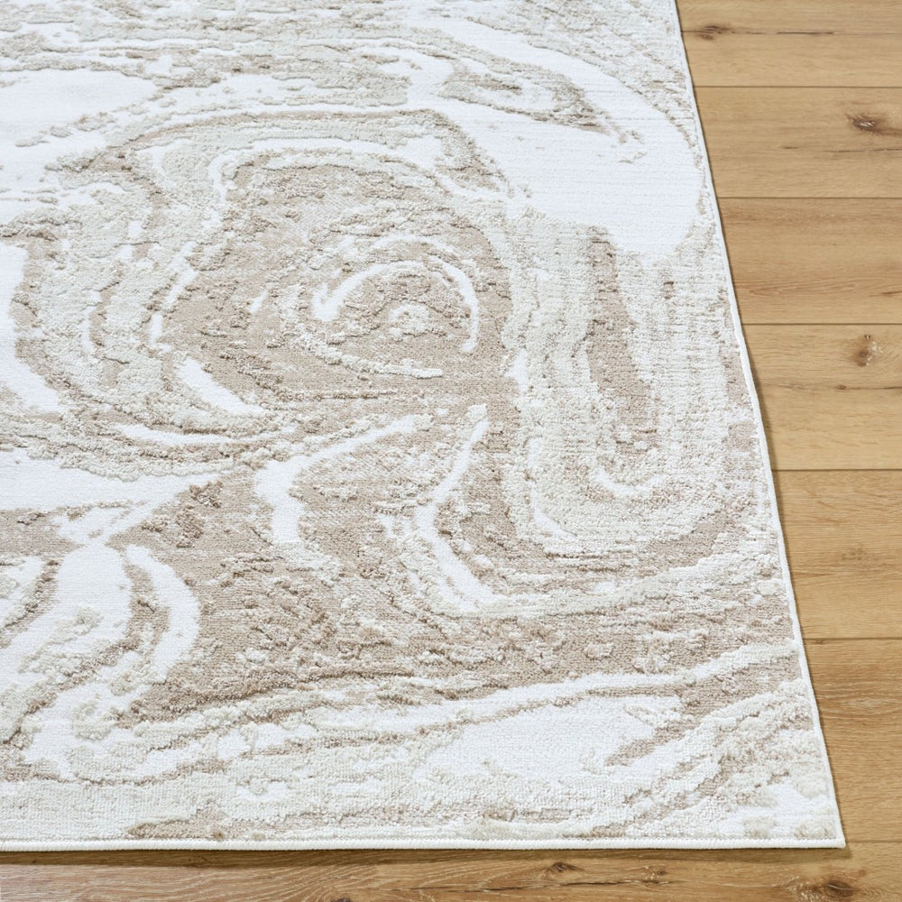 Livabliss Siyah Machine Woven Geometric Area Rug Mid-century Modern Style for High Traffic Rooms Oatmeal, White 5'3" x 7' SIY2310-537