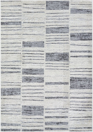 Livabliss Siyah Geometric Mid-century Modern Area Rug Turkish Woven Polypropylene Living Room Light Slate, Wh 5'3" x 7' SIY2311-537