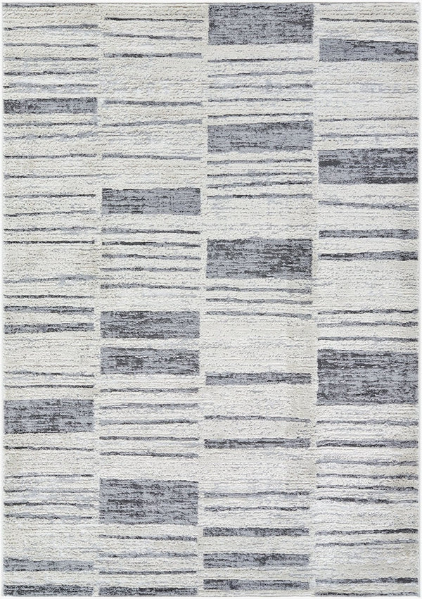 Livabliss Siyah Geometric Mid-century Modern Area Rug Turkish Woven Polypropylene Living Room Light Slate, Wh 5'3" x 7' SIY2311-537
