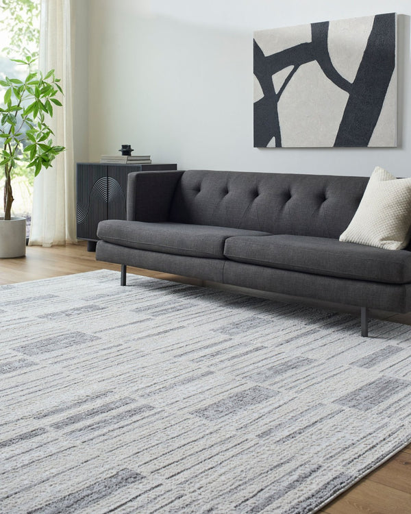 Livabliss Siyah Geometric Mid-century Modern Area Rug Turkish Woven Polypropylene Living Room Light Slate, Wh 5'3" x 7' SIY2311-537