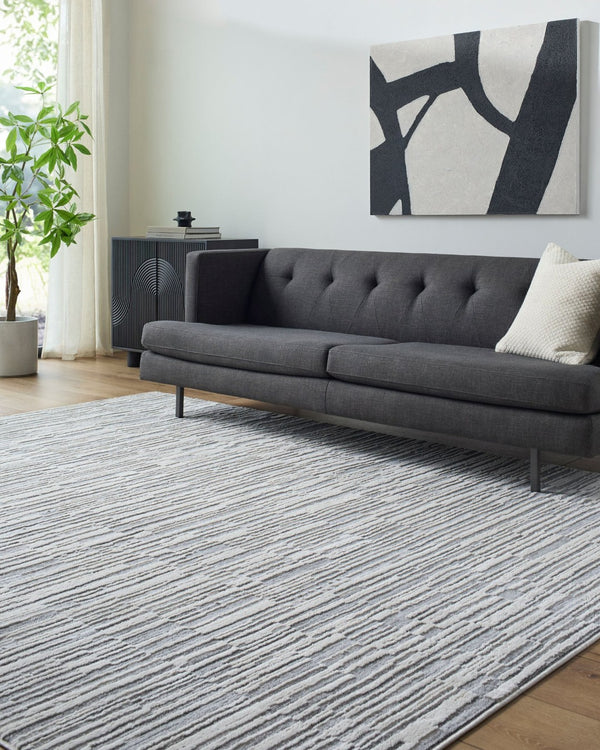 Livabliss Siyah Machine Woven Geometric Area Rug Mid-century Modern Style for Living Room Gray, Light Sla 5'3" x 7' SIY2317-537