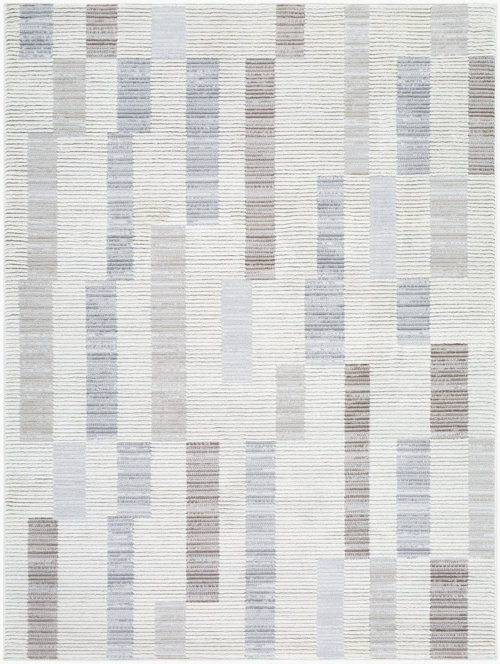 Livabliss Siyah Machine Woven Geometric Area Rug Mid-century Modern Polypropylene Living Room Floor White, Gray 7'10" x 10' SIY2318-71010