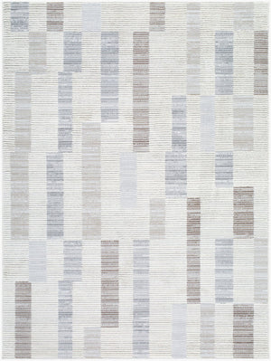 Livabliss Siyah Machine Woven Geometric Area Rug Mid-century Modern Polypropylene Living Room Floor White, Gray 7'10" x 10' SIY2318-71010