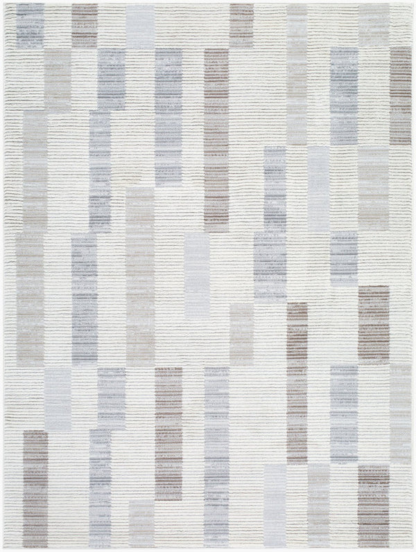 Livabliss Siyah Machine Woven Geometric Area Rug Mid-century Modern Polypropylene Living Room Floor White, Gray 7'10" x 10' SIY2318-71010