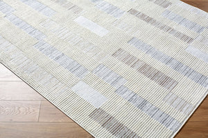 Livabliss Siyah Machine Woven Geometric Area Rug Mid-century Modern Polypropylene Living Room Floor White, Gray 7'10" x 10' SIY2318-71010