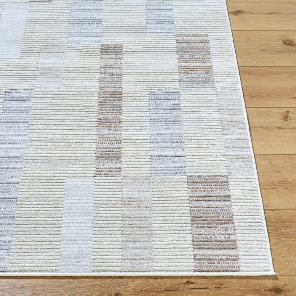 Livabliss Siyah Machine Woven Geometric Area Rug Mid-century Modern Polypropylene Living Room Floor White, Gray 7'10" x 10' SIY2318-71010