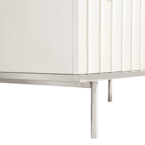 Bernhardt Bernhardt Modulum Faux Stone Dresser With White Adobe Finish, Fluted Soft-Close Drawers, Stainless Base 315042